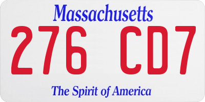 MA license plate 276CD7