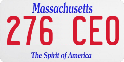 MA license plate 276CE0