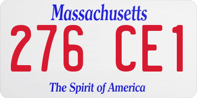MA license plate 276CE1