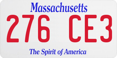 MA license plate 276CE3