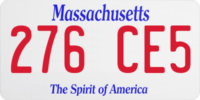 MA license plate 276CE5