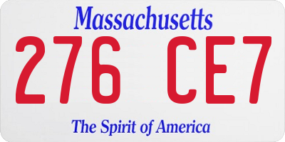 MA license plate 276CE7