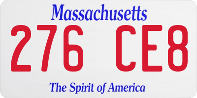 MA license plate 276CE8