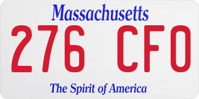 MA license plate 276CF0
