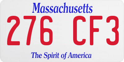 MA license plate 276CF3