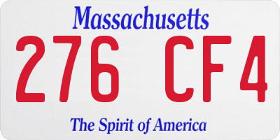 MA license plate 276CF4