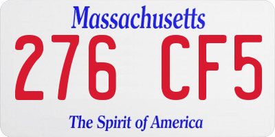 MA license plate 276CF5