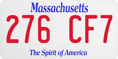 MA license plate 276CF7