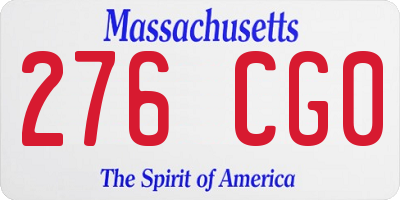 MA license plate 276CG0