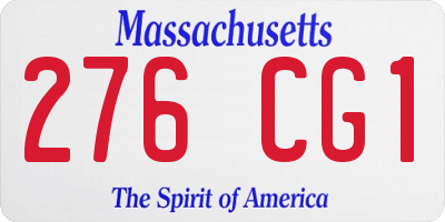 MA license plate 276CG1