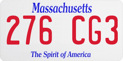 MA license plate 276CG3