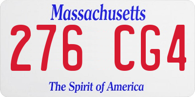MA license plate 276CG4