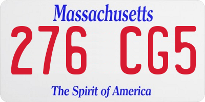 MA license plate 276CG5