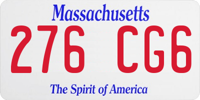MA license plate 276CG6