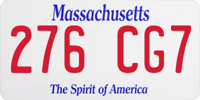 MA license plate 276CG7