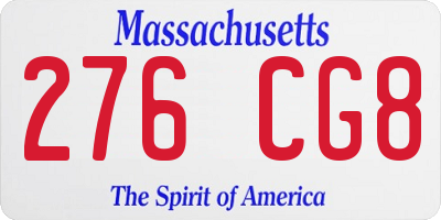 MA license plate 276CG8