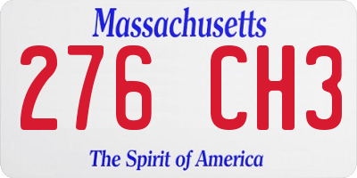 MA license plate 276CH3