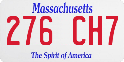 MA license plate 276CH7