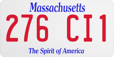 MA license plate 276CI1