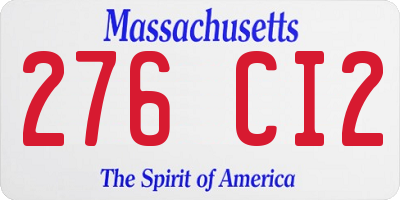 MA license plate 276CI2