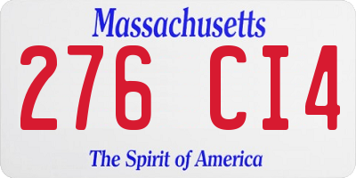 MA license plate 276CI4