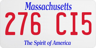 MA license plate 276CI5
