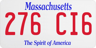 MA license plate 276CI6