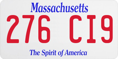 MA license plate 276CI9