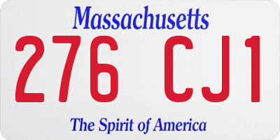 MA license plate 276CJ1