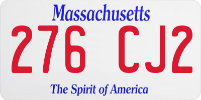 MA license plate 276CJ2
