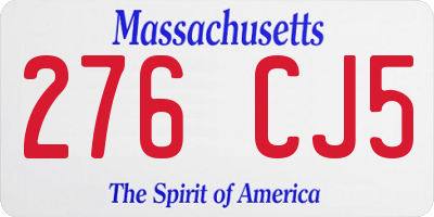 MA license plate 276CJ5