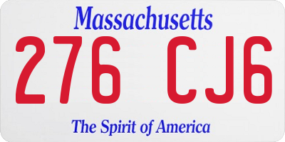 MA license plate 276CJ6