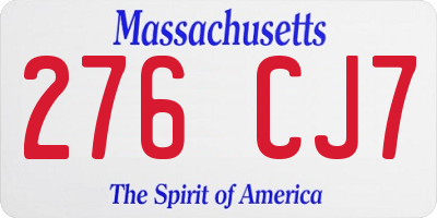 MA license plate 276CJ7