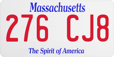 MA license plate 276CJ8