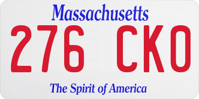 MA license plate 276CK0