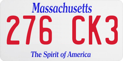 MA license plate 276CK3