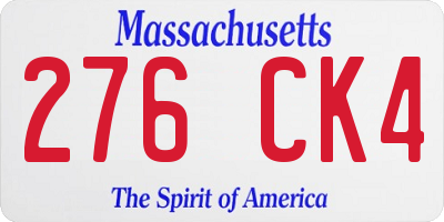 MA license plate 276CK4