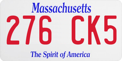 MA license plate 276CK5