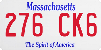 MA license plate 276CK6