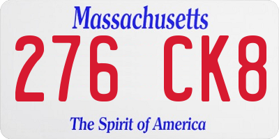 MA license plate 276CK8