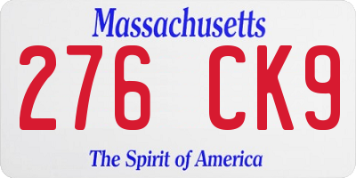 MA license plate 276CK9
