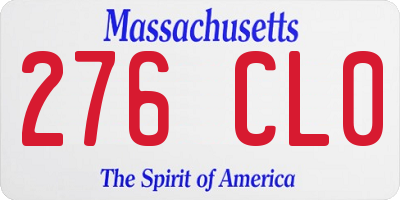 MA license plate 276CL0