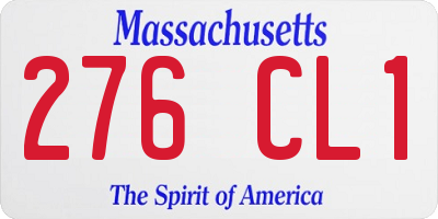 MA license plate 276CL1