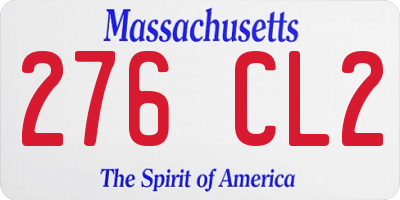 MA license plate 276CL2