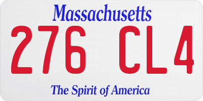 MA license plate 276CL4
