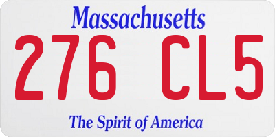 MA license plate 276CL5