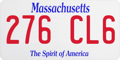 MA license plate 276CL6