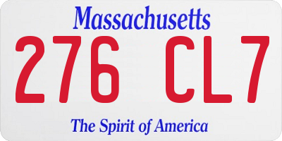 MA license plate 276CL7
