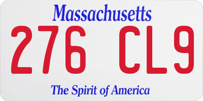 MA license plate 276CL9