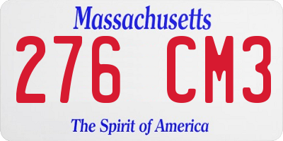 MA license plate 276CM3
